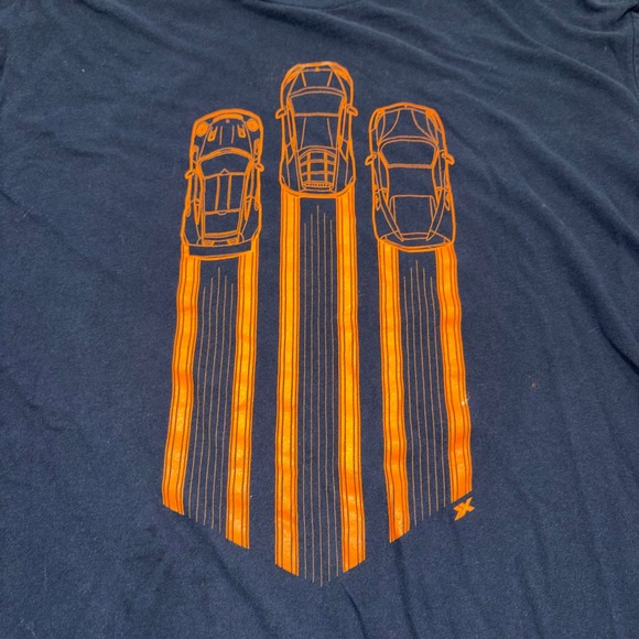 District Other - Graphic Sports Car Racing Stripe T-Shirt Mens 2XL Navy‎ Blue District